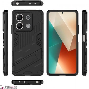 Smūgiams atsparus dėklas su kojele - juodas (Xiaomi Redmi Note 13 Pro 5G/Poco X6 5G)